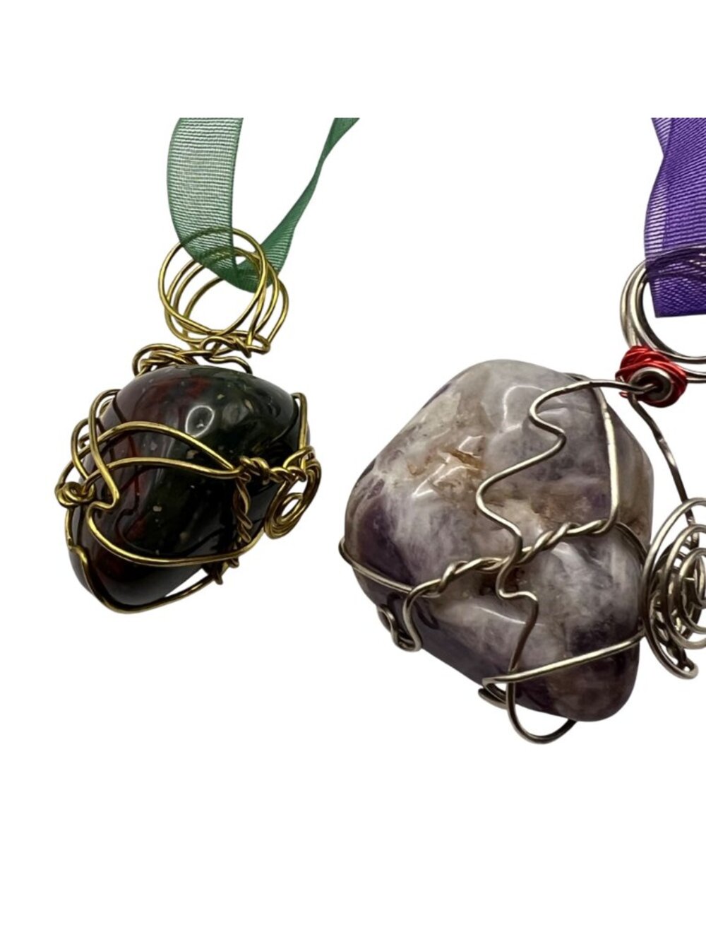 Wire Wrapped Crystal Pendant Necklaces Lot 6 Amethyst Rose Quartz Agate Healing - Picture 8 of 12